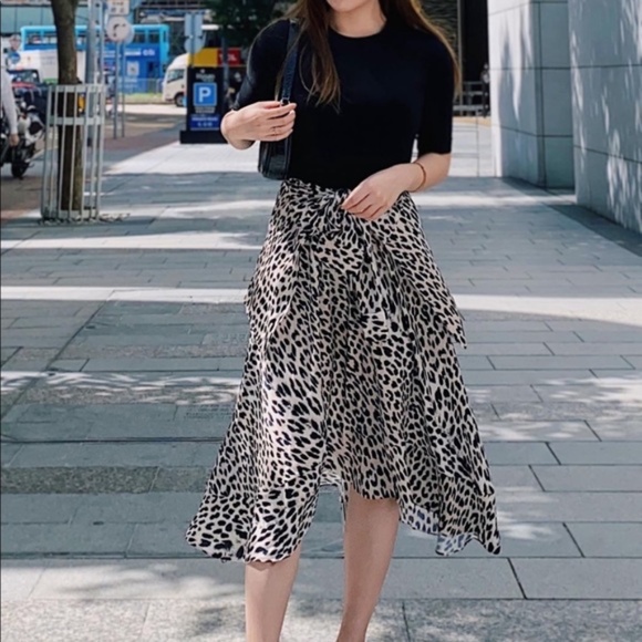Maje Raprile Leopard Print Layered Look Midi Dress - Picture 9 of 16